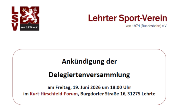 Ankündigung Delegiertenversammlung am 19.06.26